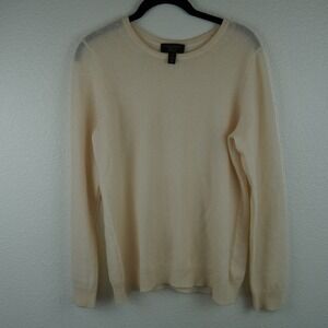 Charter Club Luxury 100% Cashmere Crew Neck Sweater Cream Womens Medium
